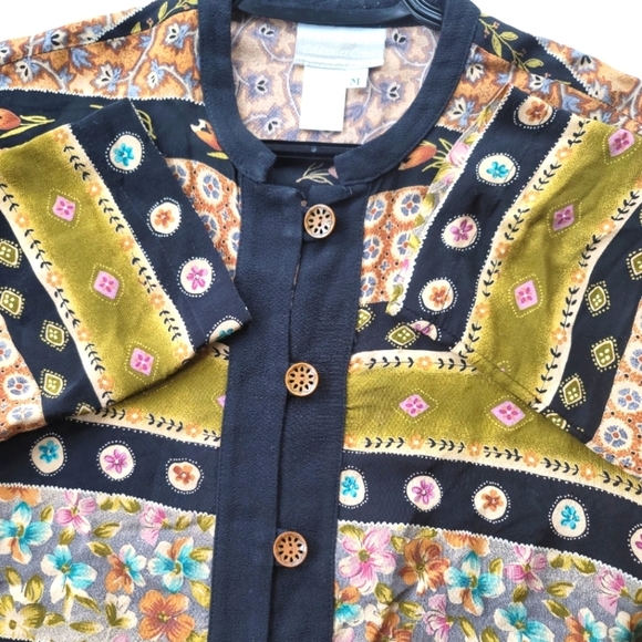 **VINTAGE** COLDWATER CREEK Floral 3/4length sleeve top/jacket/blouse‎ - Picture 6 of 7